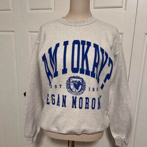 Blue and White Graphic Women's Sweater